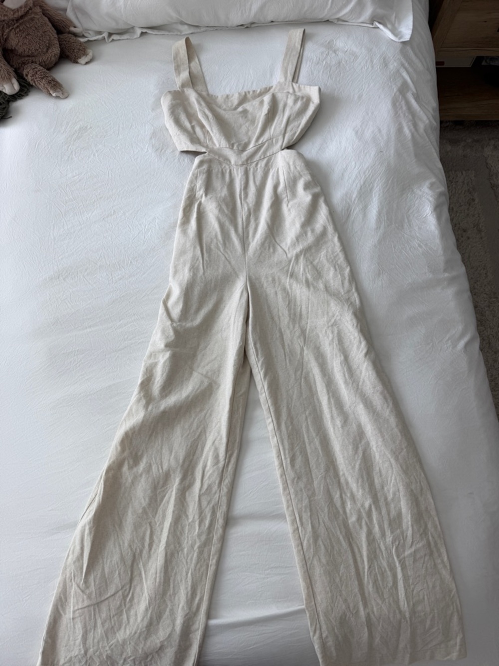 Altar’d State Alise Linen Jumpsuit in Khaki - Picture 3 of 6